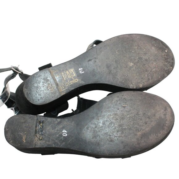 Barneys New York Womens Sz 40 Black Strappy Open Toe Leather Platform Sandals  - Picture 11 of 12